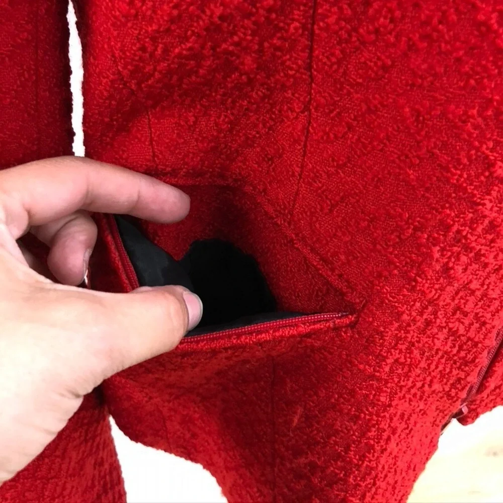 Lafayette 148 Wool Blazer Jacket Womens 8 Red Jacquard Full Zip‎ Career Teacher